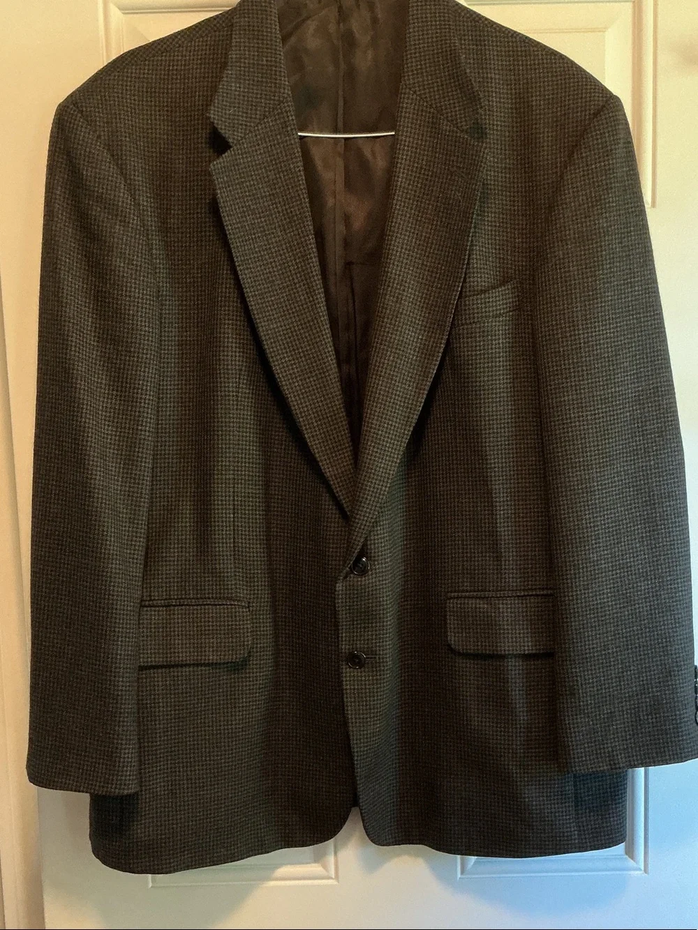 Men's Brown Check Blazer - Classic Two-Button Suit Jacket